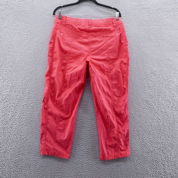Chicos Womens Cropped Pants 1.5 Size 10 Coral‎ Red Comfort Waist Lightweight - Picture 2 of 16